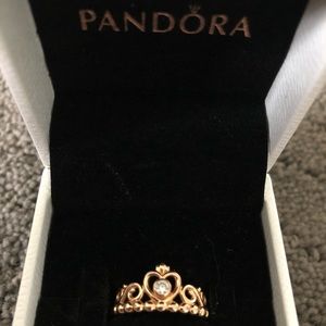 Pandora rose gold Princess Ring size 7